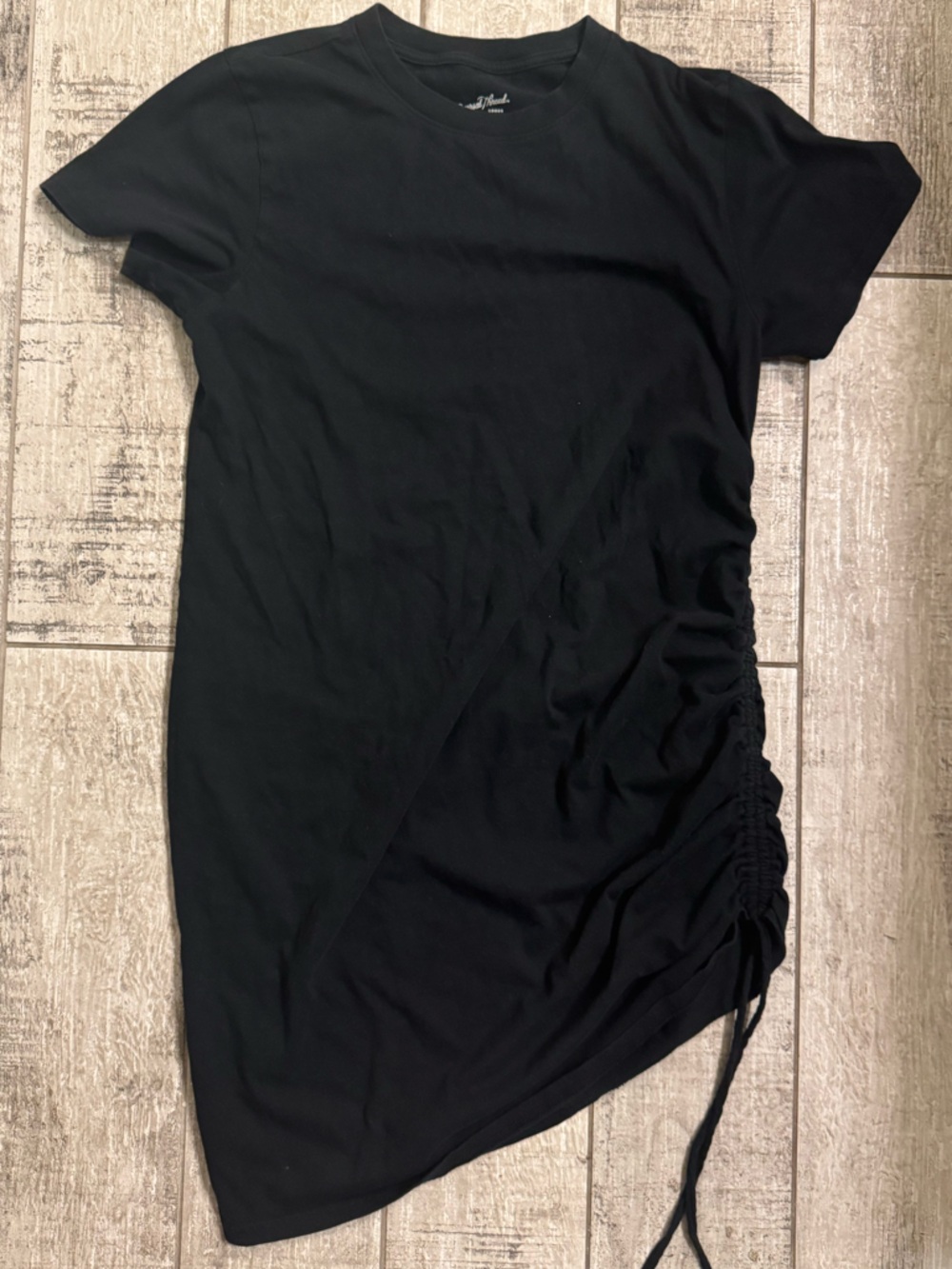 Universal Thread Black Short Sleeve Dress with Side Tie - Medium